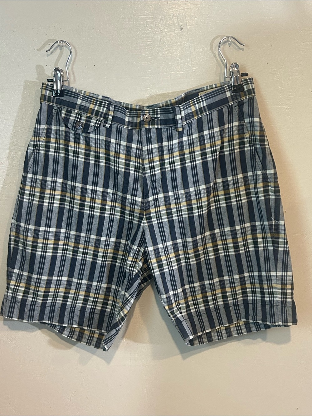 Polo by Ralph Lauren Pony Chino Outdoors India MadraNavy Plaid Flat Front Shorts